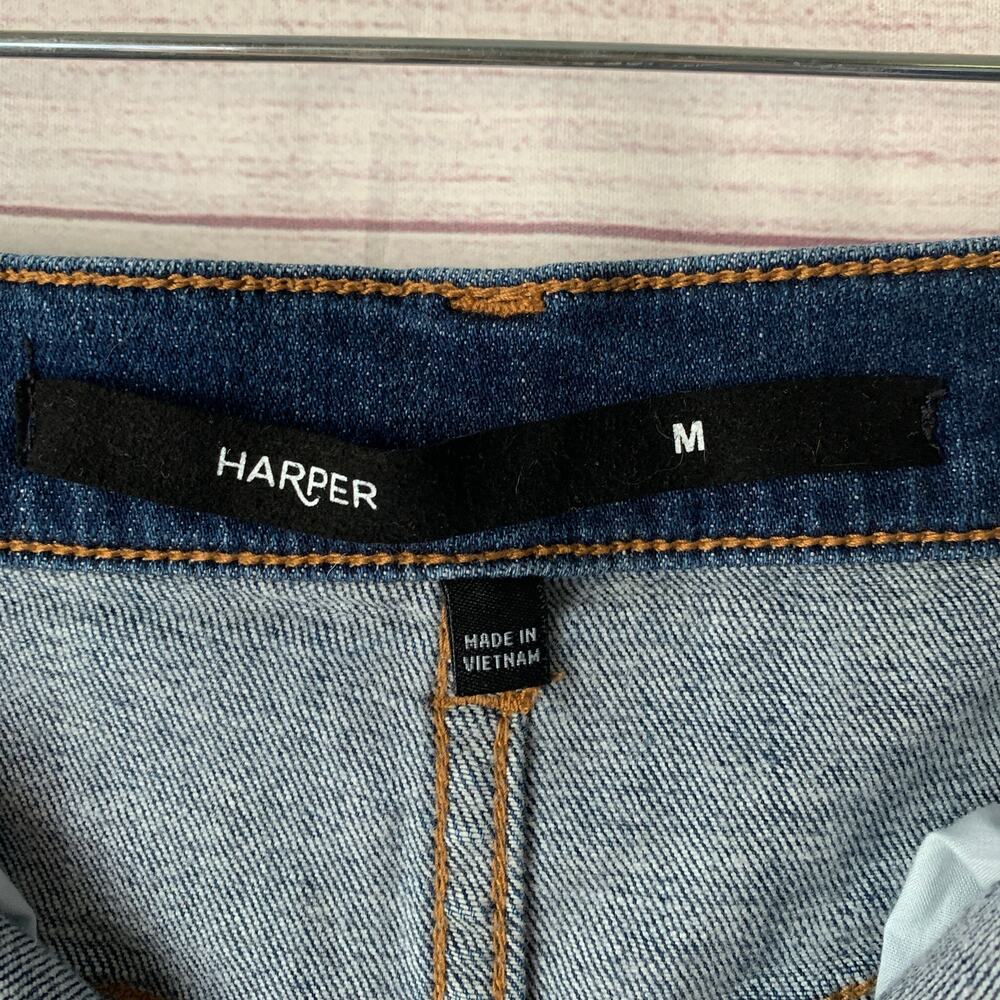 Harper Denim Blue Jean Skirt High Low Distressed Frayed Hem Size Medium - Picture 8 of 13